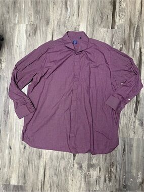 Modena Men's Dress Shirt Big 19 34 35 Burgundy Micro Check Cotton 31x33 XL